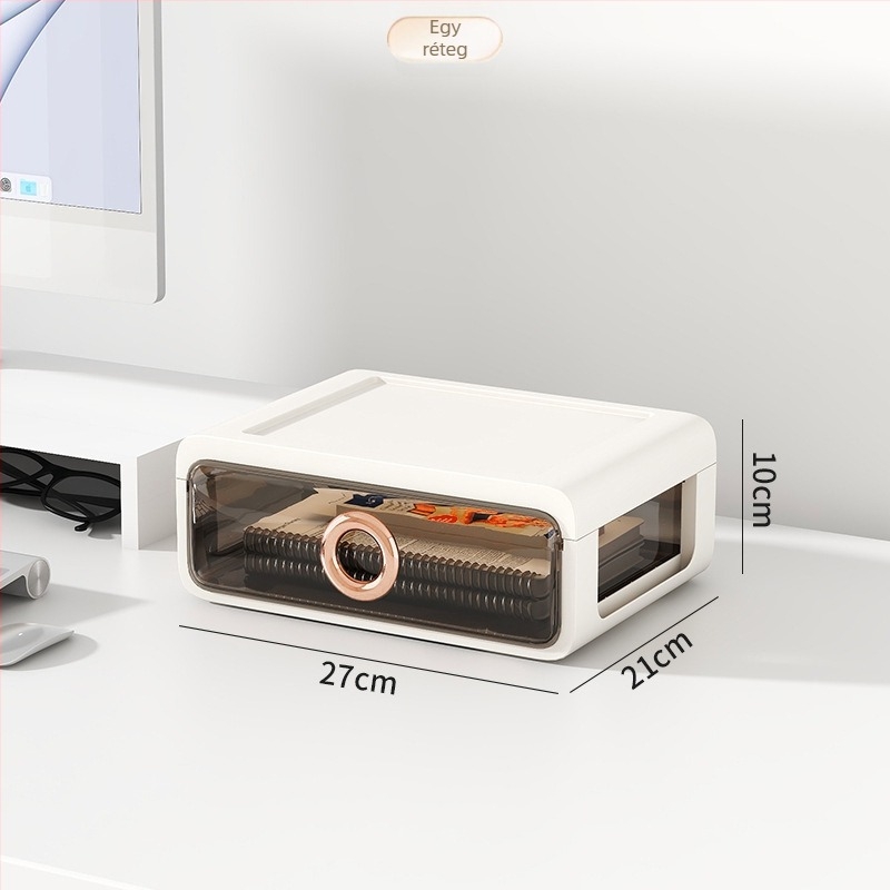 Kozmetikai tároló műanyagból, átlátszó fiókokkal – asztali rendező sminkhez és bőrápoláshoz, Yunshina, Jieyang, 2023