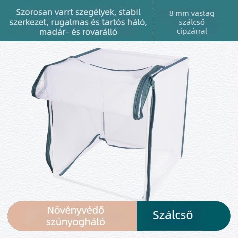 Rovarok elleni hálóval védett tárolóépítmény, anyaga: rostcső + poliészter szál, cél: rovarvédelem, márka Plant xun (Típus: rovarok elleni hálóval védett hajlék; Anyag: rostcső + poliészter szál; Cél: rovarvédelem; Márka: Plant xun)