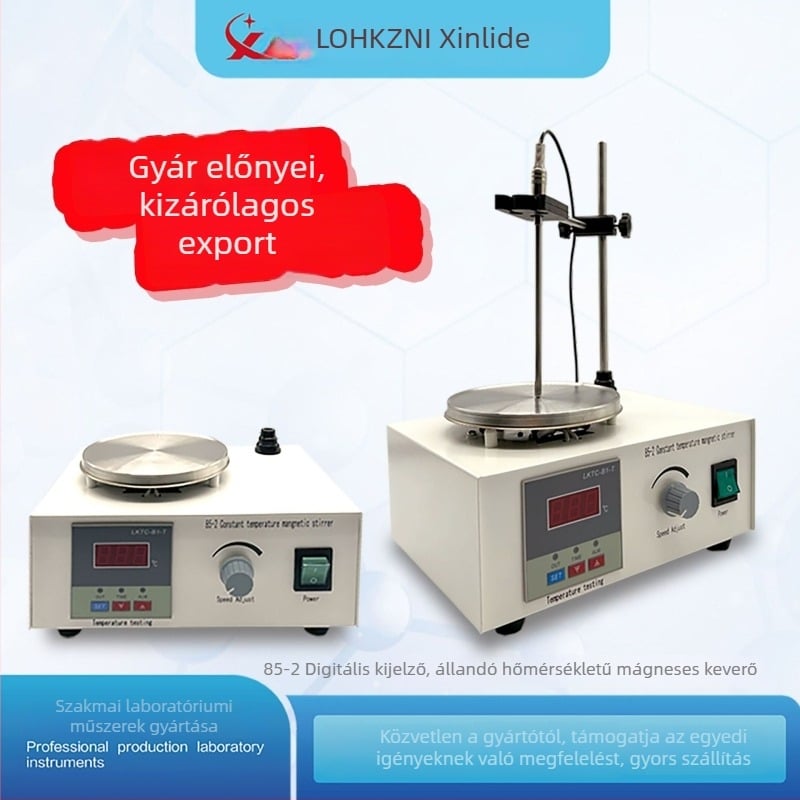 Laboratóriumi mágneses keverő digitális kijelzővel és állandó hőmérsékletű fűtéssel; modell XLD-85-2, 0-2000 ml, 110-240V, súly 2.2 kg