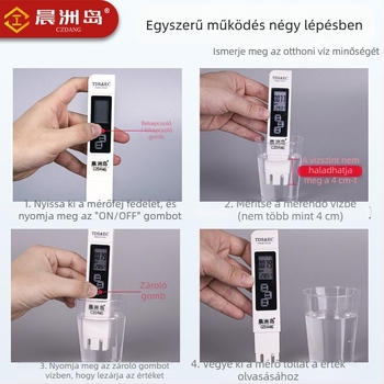 Morning Island A1 – Hordozható vízminőségi analizáló – pH mérés, TDS 0–9999 ppm, vezetőképesség 0–9999 µS/cm, pontosság 2% F.S.