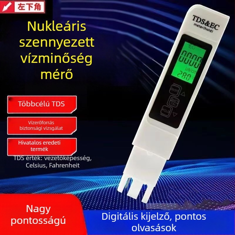 Five man Hordozható vízminőség-analizátor – Három az egyben: hőmérséklet, vezetőképesség (EC) és TDS – Modell 1