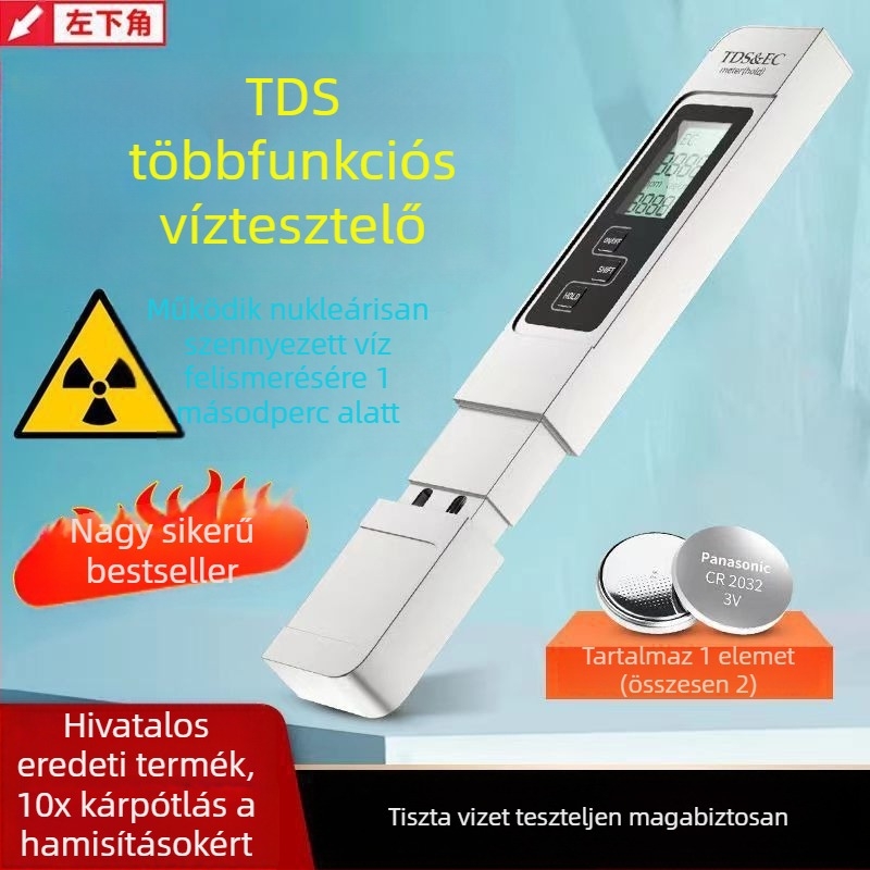 Five man Hordozható vízminőség-analizátor – Három az egyben: hőmérséklet, vezetőképesség (EC) és TDS – Modell 1