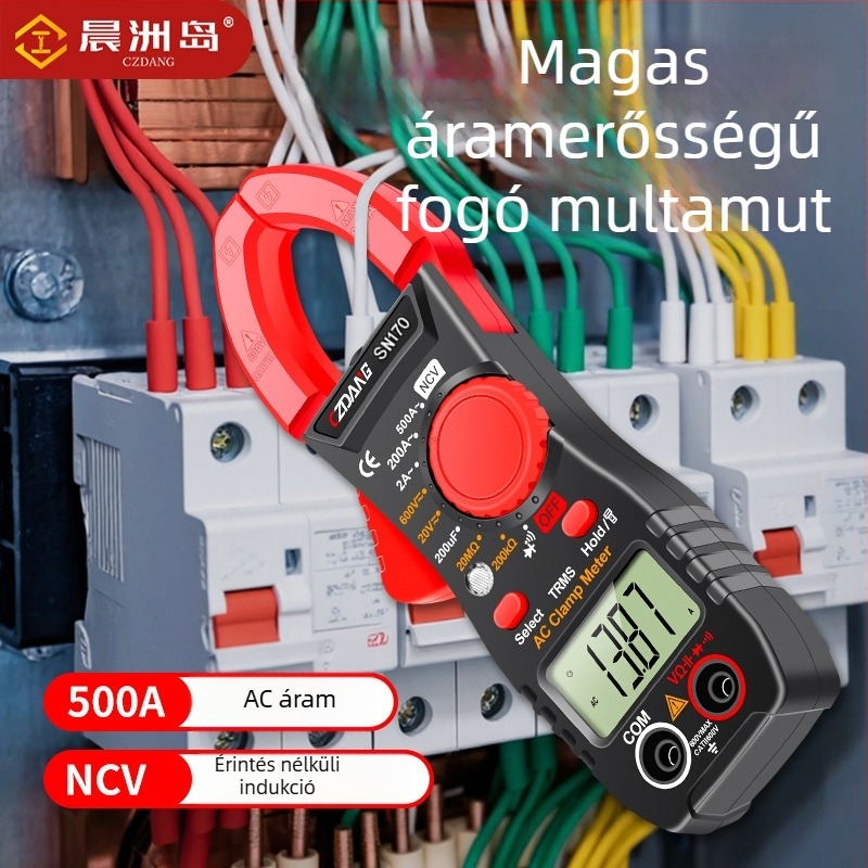 CZDANG Magas pontosságú hordozható csíptetős multiméter digitális kijelzővel elektromos karbantartáshoz