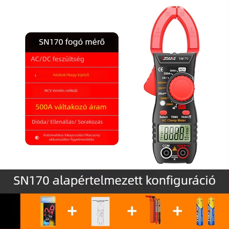 CZDANG Magas pontosságú hordozható csíptetős multiméter digitális kijelzővel elektromos karbantartáshoz