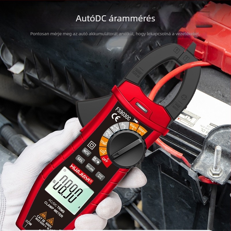 DC áramfogó mérő, 600 A áramerősség-tartomány, 600 V feszültség-tartomány, 60 MΩ ellenállás, 37.5 mm fogónyílás