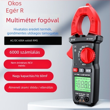 NF-6301 csipeszes multiméter - digitális, magas pontosságú, automata csipeszes ampermérő, CE ISO9001 FCC REACH tanúsított