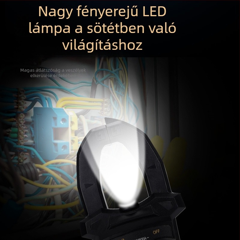 Fogómérő, 600 A tartomány, 1999 számjegyű LCD kijelző, CE/FCC tanúsítvány