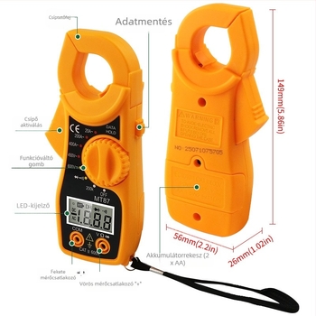 MT87 Digitális clamp-multiméter kijelzővel, teljes védelemmel, folyamatosági teszt hangjelzéssel, árammérés