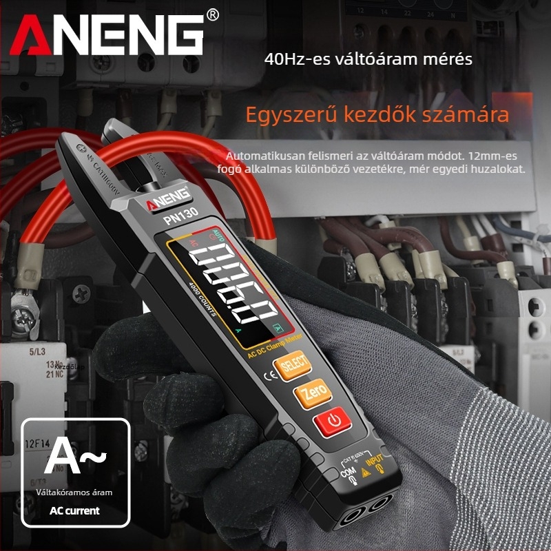 U-alakú fogómérő digitális kijelzővel, intelligens azonosítással, többfunkciós, magas pontosságú AC/DC fogómérő Li-ion akkumulátor közvetlen töltéssel