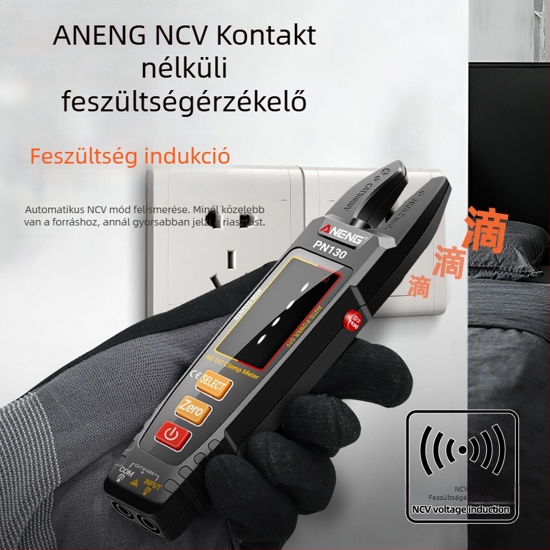 U-alakú fogómérő digitális kijelzővel, intelligens azonosítással, többfunkciós, magas pontosságú AC/DC fogómérő Li-ion akkumulátor közvetlen töltéssel