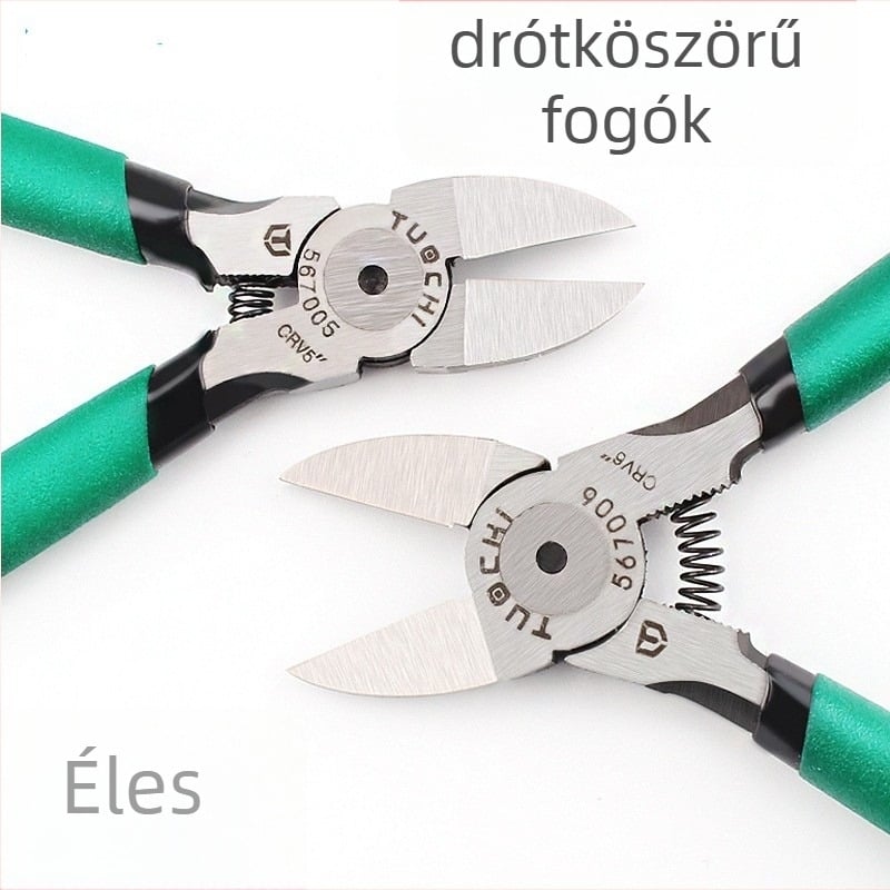 Átlós orrú fogó kábelekhez, króm-vanádium acélból, 0,25 kg, eszköz vezetékek vágásához és műanyag befejezéséhez