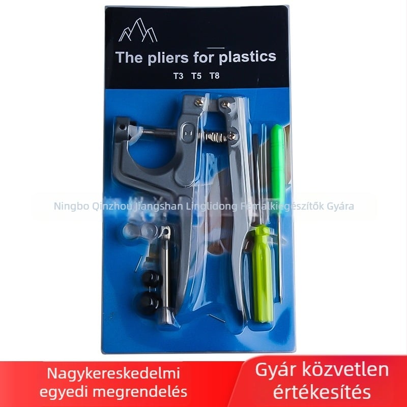 Négygombos kézi préselőfogó gyanta gombokhoz, alumínium, 300 g, T3/T5/T8
