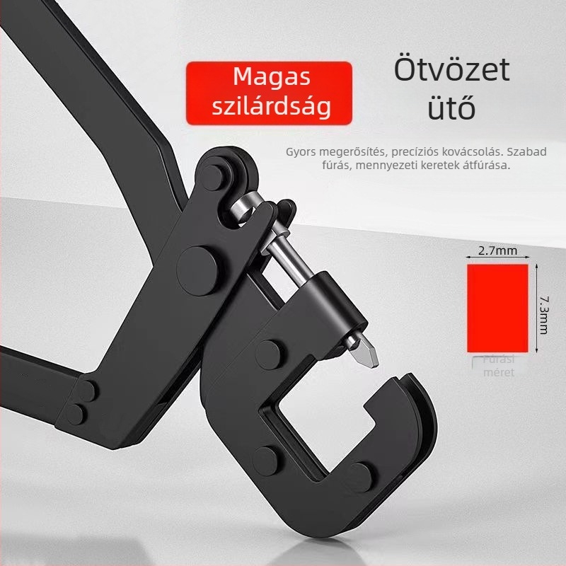 Ipari csipesz mennyezethez és válaszfalhoz – lyukasztó eszköz, szénacél, tömeg 0,74 kg