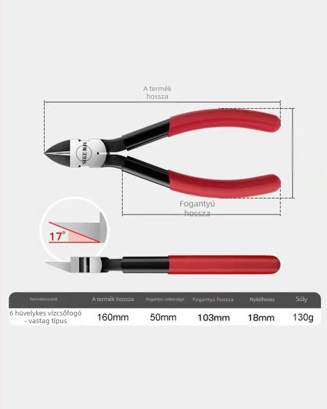 Elektrikus diagonális vágófogó - ipari osztályú króm- vanádium acél, tömeg 0,13 kg