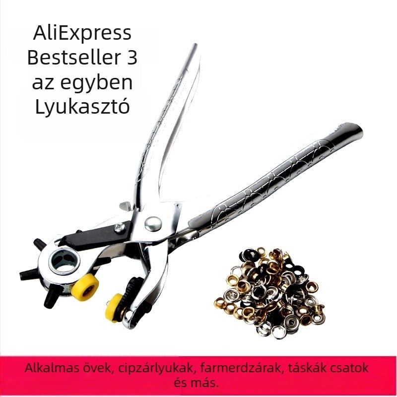 3-in-1 Eyelet Punch Pliers – Round Hole, Rivet & Leather Belt Punching (A3 • 0.5 • Rivets • Eyelet press pliers series)