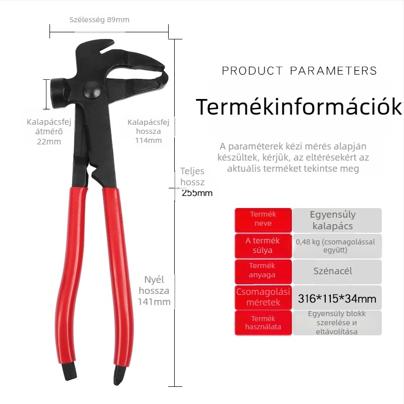 Szétszerelés- és összeszerelésre használt csipesz, Volkswagen-hoz, A3 acélból, nagy nyomatékkal, műanyag bevonatú fogóval.
