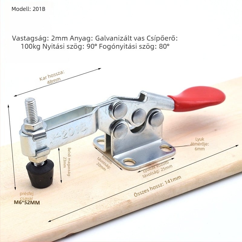 Horizontális gyorsrögzítő készülék hegesztéshez, modell 201B 225D, ismeretlen ötvözet