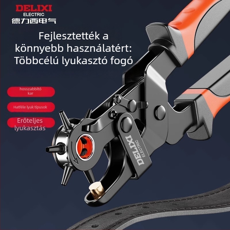 Delixi lyukasztó háztartási DIY-hoz – telefonvédő és övcsat lyukasztására, tömeg 0,3, több méret opció