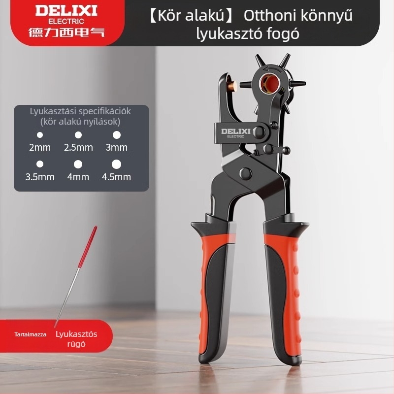 Delixi lyukasztó háztartási DIY-hoz – telefonvédő és övcsat lyukasztására, tömeg 0,3, több méret opció