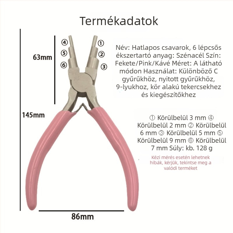 Ékszerdrót tekerőfogó, kerek orrú, rozsdamentes acél, korrózióálló, tömeg 0,15 kg