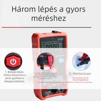 Digitális multiméter automatikus tartományfelépítéssel, kapacitásmérő, magas pontosságú, kompakt