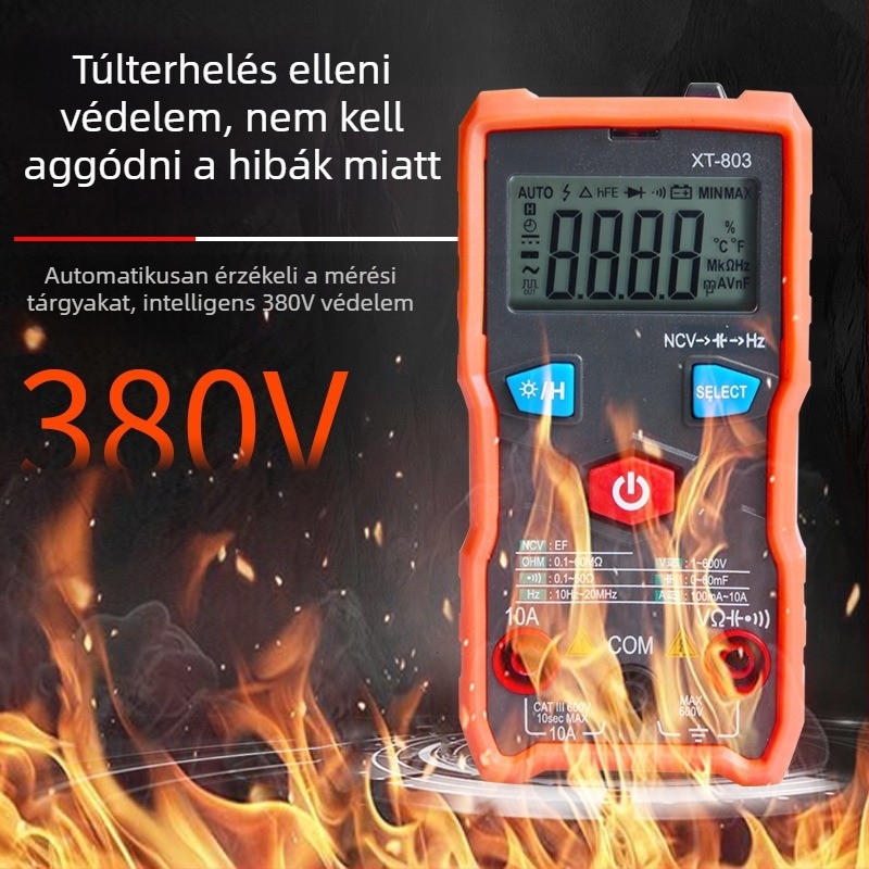 Digitális multiméter automatikus tartományfelépítéssel, kapacitásmérő, magas pontosságú, kompakt