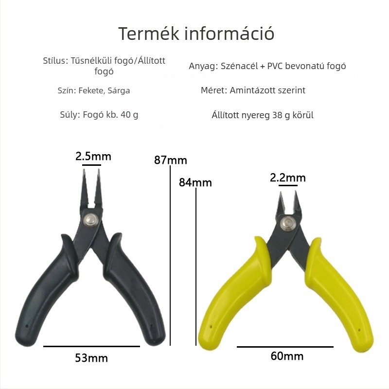 Gundam modell készlet szerszámokkal: tűhegyes fogó és diagonális fogó, kézzel készített, magas széntartalmú acél, súly 0,05 kg