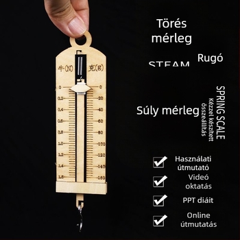 Rugós dinamométer – Fa oktatási játék 7–14 éveseknek, csomagolás: táska, OEM logó