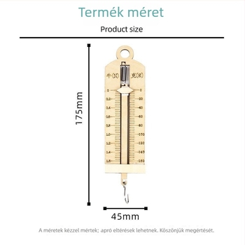 Rugós dinamométer – Fa oktatási játék 7–14 éveseknek, csomagolás: táska, OEM logó