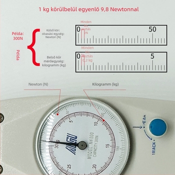 Aigu mutató típusú erőmérő NK-10–NK-500; mutatóval ellátott erőmérő eszköz, mérési tartomány 10–50, pontosság ±0,5%.