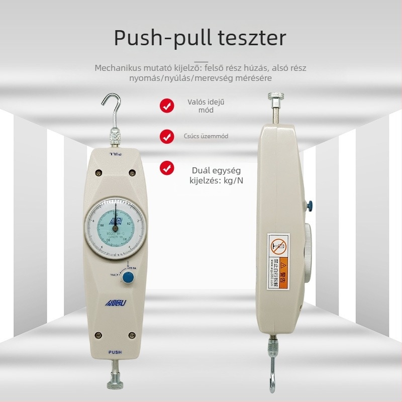 Aigu mutató típusú erőmérő NK-10–NK-500; mutatóval ellátott erőmérő eszköz, mérési tartomány 10–50, pontosság ±0,5%.