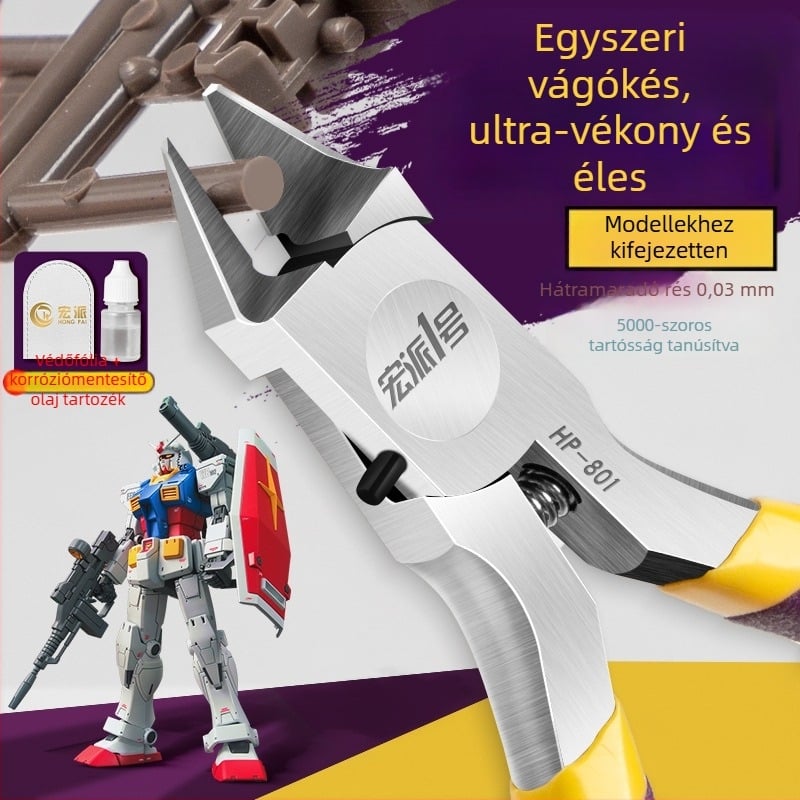 Vágó fogó – Hongpai No.1, Gundam modellépítéséhez, műanyag modellekhez, magas széntartalmú acél, tömeg 0.1