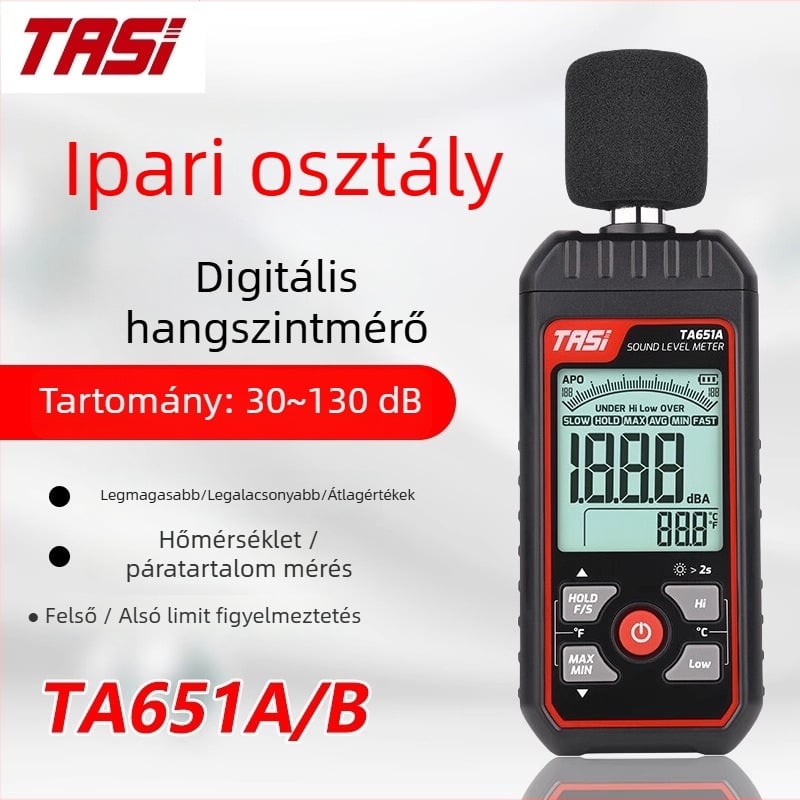 Tesas TA651A/B ipari digitális zajmérő felső és alsó határriasztással és nagy pontosságú szenzorral