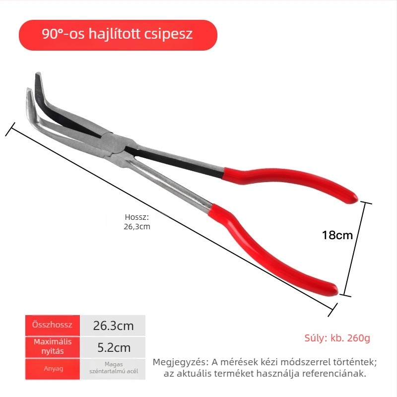 Hosszított orrú tűcsöves fogó - Hosszú orr, görbült vég 45°/90°, villanyszerelő többfunkciós fogó — Márka: win win; Anyag: Egyéb; Tömeg: Többféle; Specifikációk: Többféle