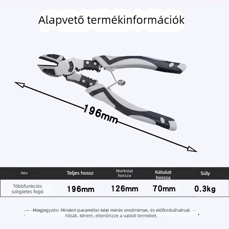 Szigetelő- és vágó fogó huzalokhoz – magas széntartalmú acélból, 0,36 kg