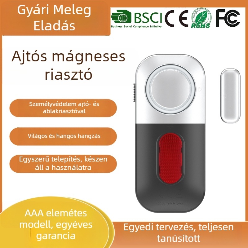 MEINOE MSA-826 Vezeték nélküli ajtó- és ablakriasztó, 130 dB sziréna, mágneses érintkező, indukciós detektálás