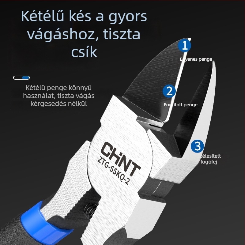 Ipari minőségű diagonális vágófogó offset állású harapófogóval, vékony élű huzalvágó elektronikai felhasználásra, króm-vanádium acél, súly 0.091–0.152 kg