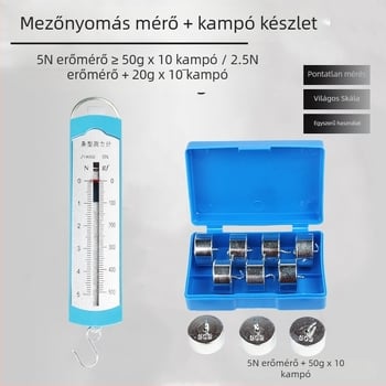 5N-s rugódinamométer acél horoggal – mechanika oktatási eszköz általános és középiskolások számára