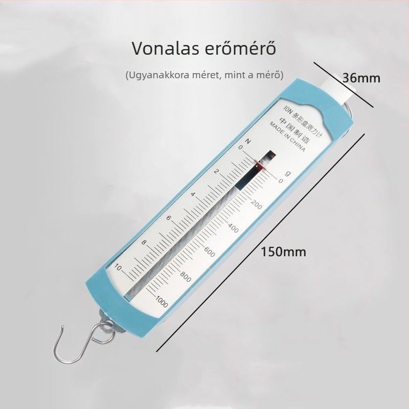 5N-s rugódinamométer acél horoggal – mechanika oktatási eszköz általános és középiskolások számára