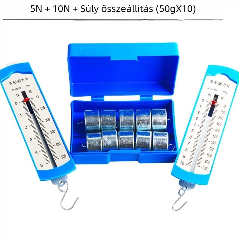 5N-s rugódinamométer acél horoggal – mechanika oktatási eszköz általános és középiskolások számára