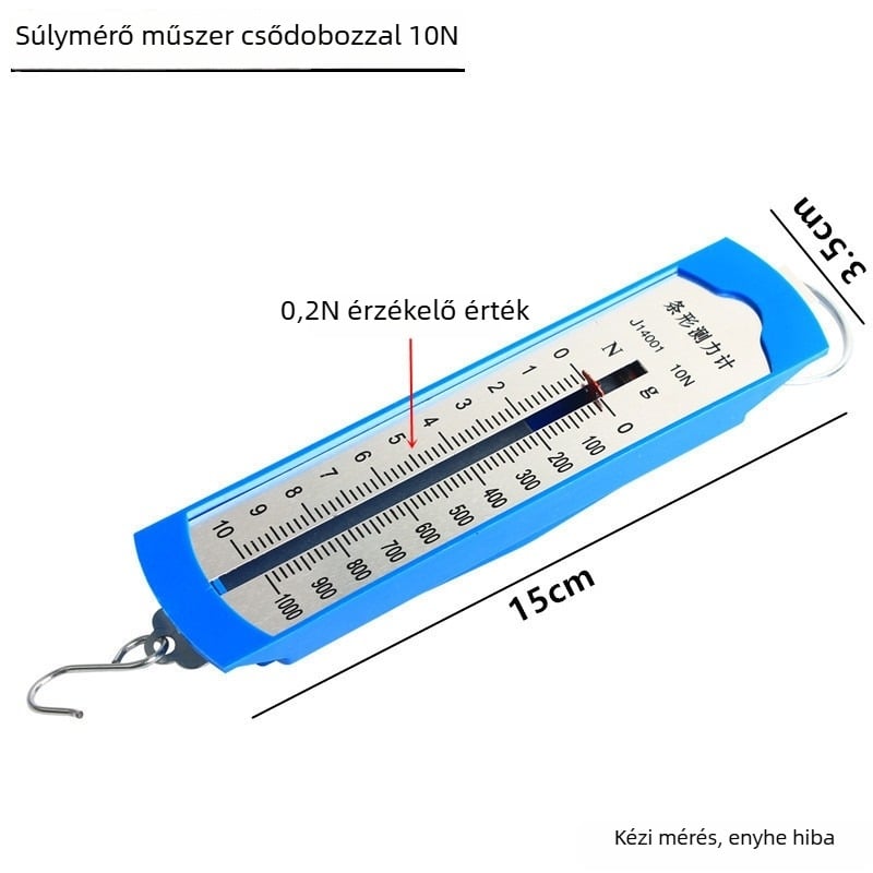 5N-s rugódinamométer acél horoggal – mechanika oktatási eszköz általános és középiskolások számára
