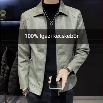 Koreai stílusú bőrdzseki kapucnival, lazán szabott, álló gallér, kopásálló, tavasz 2025