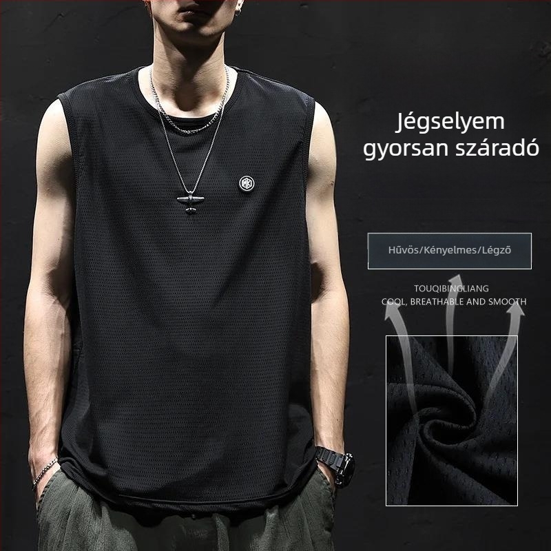 Sportmellény, laza szabás, 70% poliészter, digitális nyomtatás, nyár