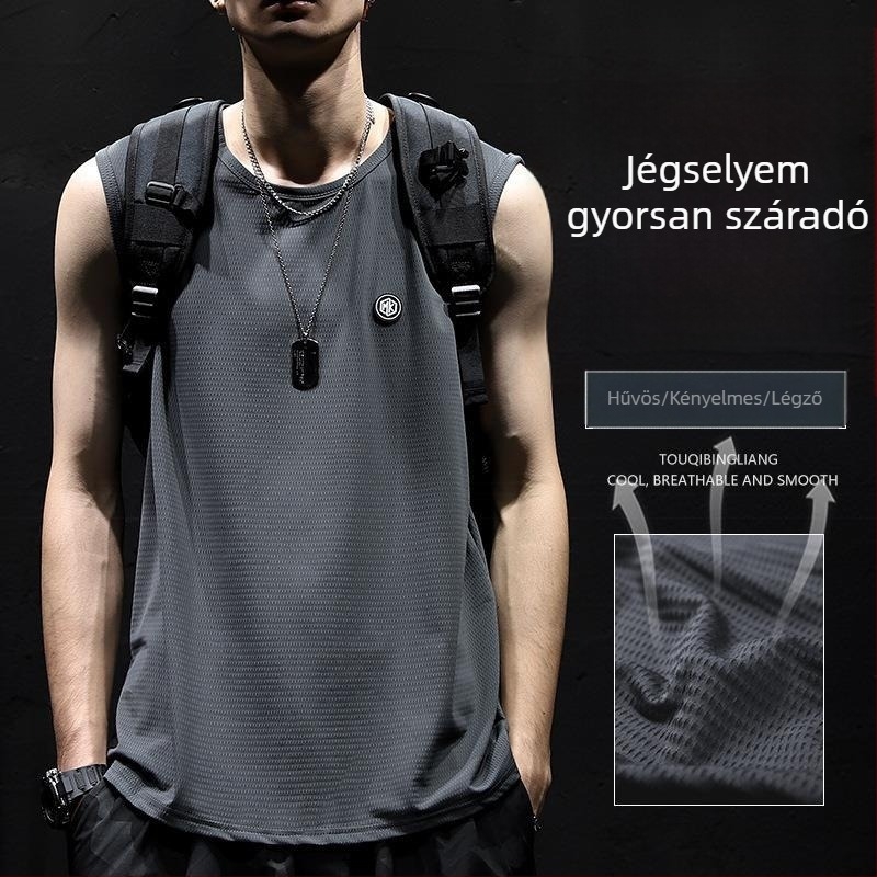 Sportmellény, laza szabás, 70% poliészter, digitális nyomtatás, nyár