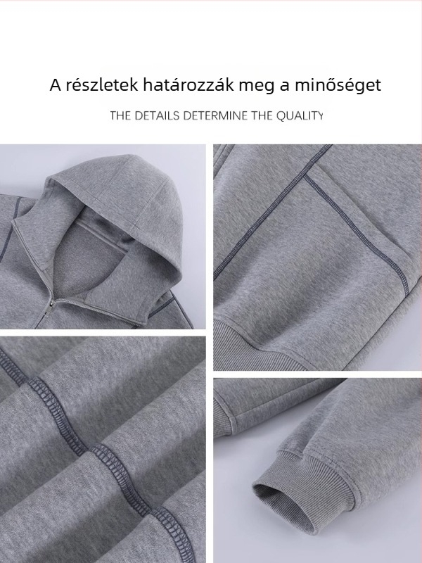 Női kapucnis kardigán-sweatshirt – laza szabású, pamut-poliészter keverék, elöl zipzár, hosszú ujjú, kollázs dizájn