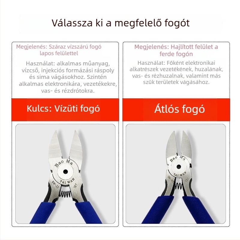 DK ipari diagonális vágófogó A05, Cr-V acél, masszív és tartós, súly 0,15 kg