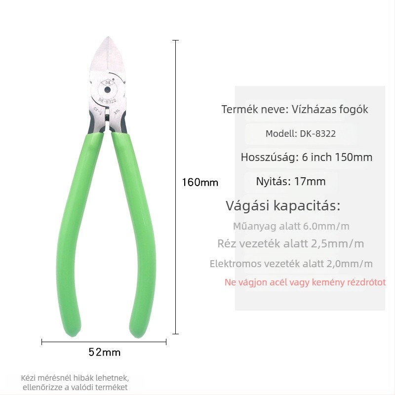 DK ipari diagonális vágófogó A05, Cr-V acél, masszív és tartós, súly 0,15 kg
