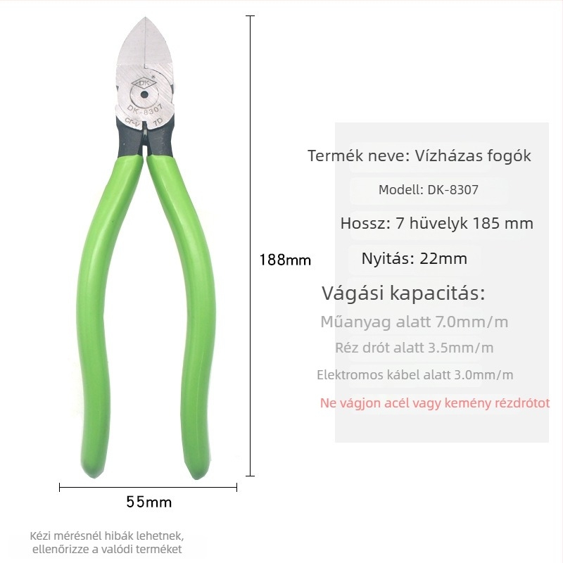 DK ipari diagonális vágófogó A05, Cr-V acél, masszív és tartós, súly 0,15 kg