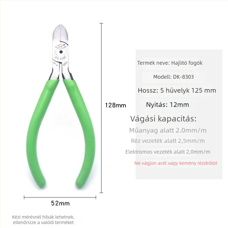 DK ipari diagonális vágófogó A05, Cr-V acél, masszív és tartós, súly 0,15 kg