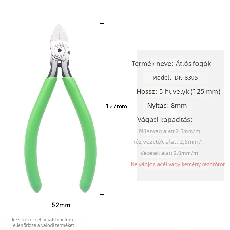 DK ipari diagonális vágófogó A05, Cr-V acél, masszív és tartós, súly 0,15 kg